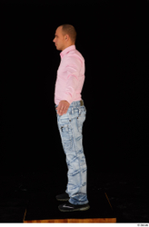 Whole Body Man White Shirt Jeans Slim Standing Studio photo references